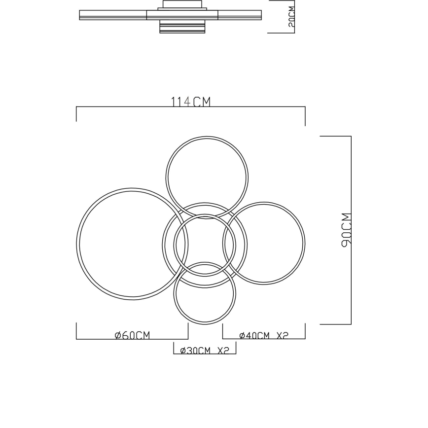 Globo - dimbare LED-plafondlamp LED/120W/230V 2700-6000K 90x114 cm + afstandsbediening