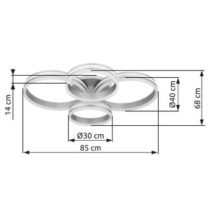 Globo - Dimbare LED Plafondlamp LED/90W/230V 2700-6000K 68x85 cm + afstandsbediening