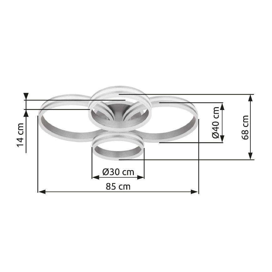 Globo - Dimbare LED Plafondlamp LED/90W/230V 2700-6000K 68x85 cm + afstandsbediening
