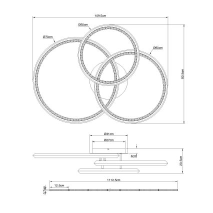 Globo - Dimbare LED-plafondlamp LED/72W/230V 2700-6000K 50x75 cm + afstandsbediening