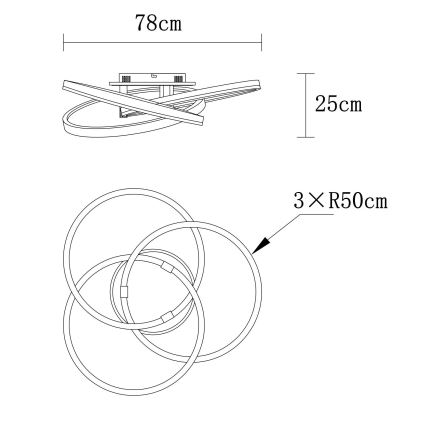 Globo - LED-dimbare plafondlamp LED/75W/230V 2700-6000K Ø 78 cm + afstandsbediening