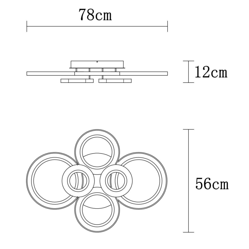 Globo - Dimbare LED Plafondlamp LED/60W/230V 2700-6000K 56x78 cm antraciet + afstandsbediening