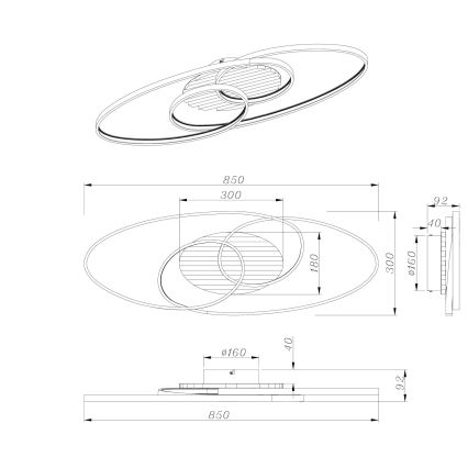 Globo - LED plafondlamp LED/40W/230V 3000K 85x30 cm