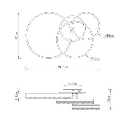 Globo - Dimbare LED-plafondlamp LED/72W/230V 2700-6000K zilverkleurig + afstandsbediening