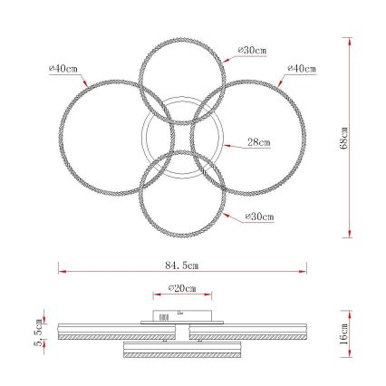 Globo - Dimbare LED-plafondlamp LED/90W/230V 2700-6000K zilver + afstandsbediening