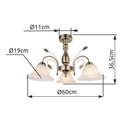 Globo - Plafondverlichting 3xE27/60W/230V