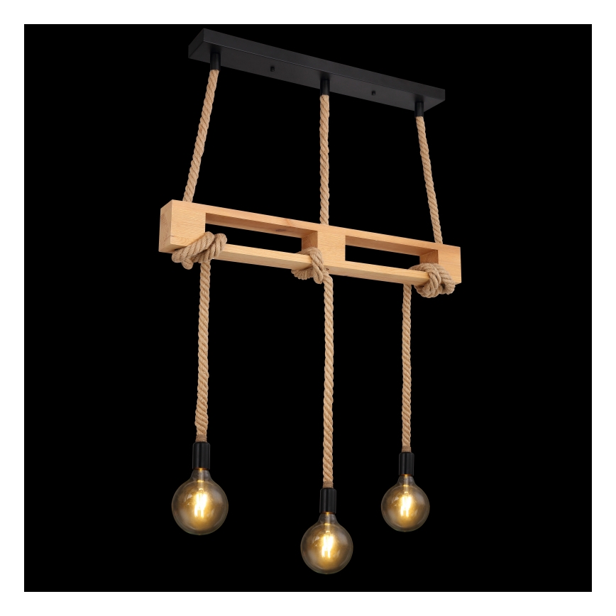 Globo - Hanglamp aan een koord 3xE27/60W/230V grenen