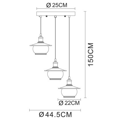 Globo - Hanglamp 3xE27/60W/230V