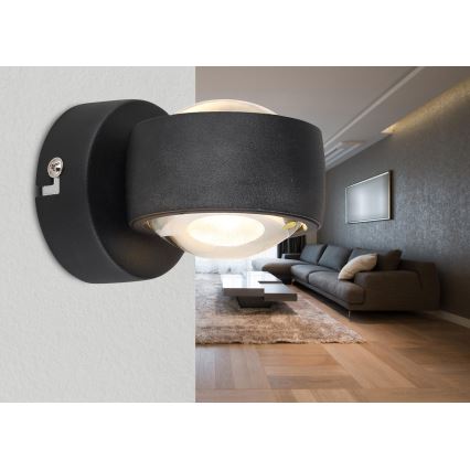 Globo - LED-wandlamp LED/7W/230V 3000K zwart