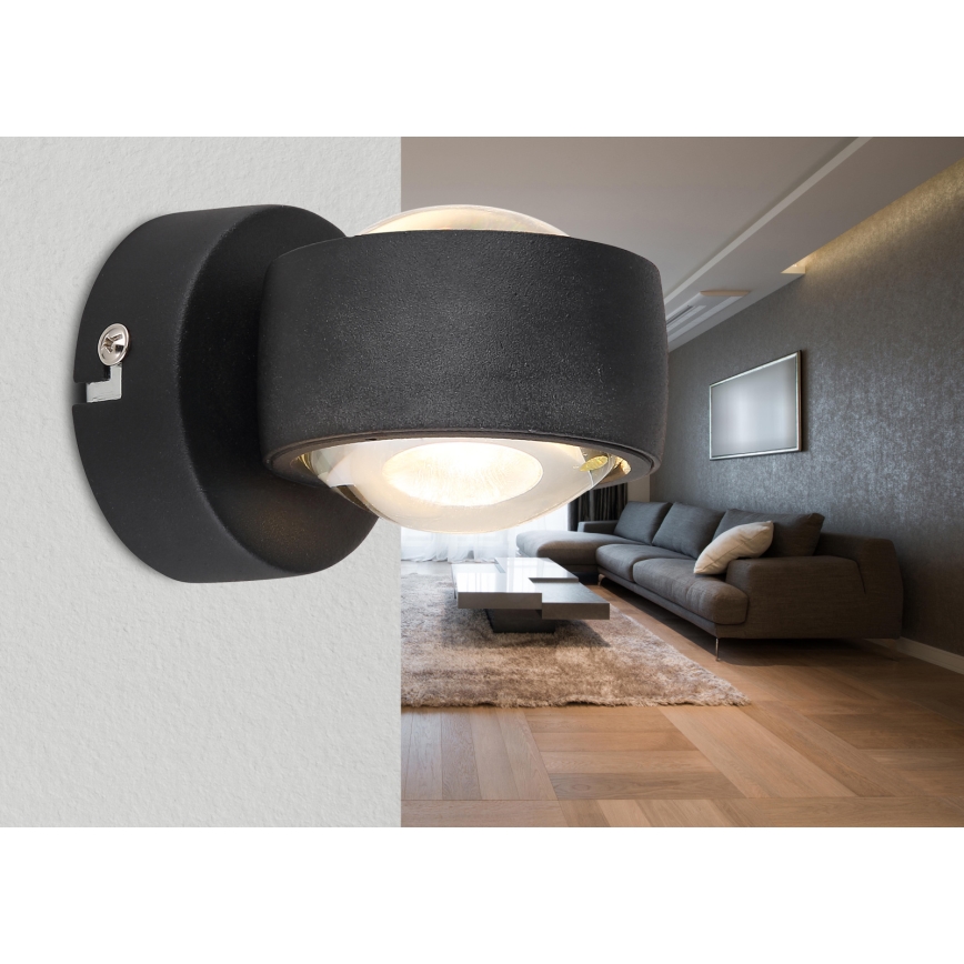 Globo - LED-wandlamp LED/7W/230V 3000K zwart