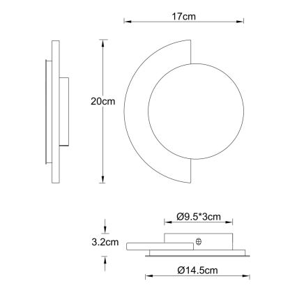 Globo - LED-wandlamp 8W, 230V, 3000K