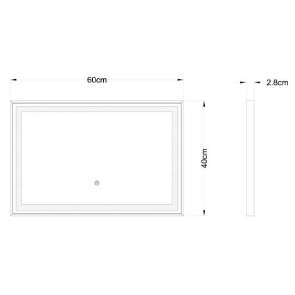 Globo - LED Dimbaar wand spiegel met een achtergrondverlichting LED/10W/230V 2700/4000/6500K 60x40 cm