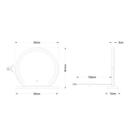 Globo - LED Dimbaar wand spiegel met een achtergrondverlichting LED/10W/230V 2700/4000/6500K 12x48,5 cm
