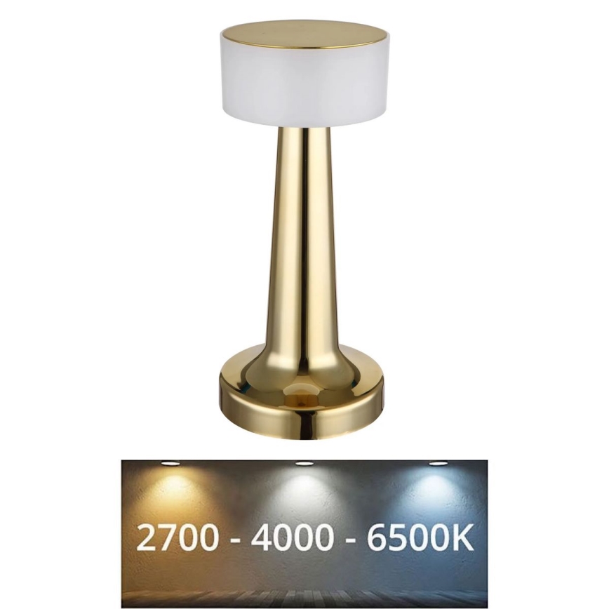Globo - Dimbaar LED touch tafellampje LED/1W/3,7V 2700K/4000K/6500K 800 mAh USB goud
