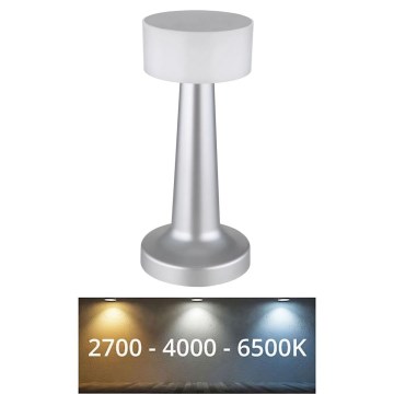 Globo - Dimbaar LED touch tafellampje LED/1W/3,7V 2700K/4000K/6500K 800 mAh USB mat chroom