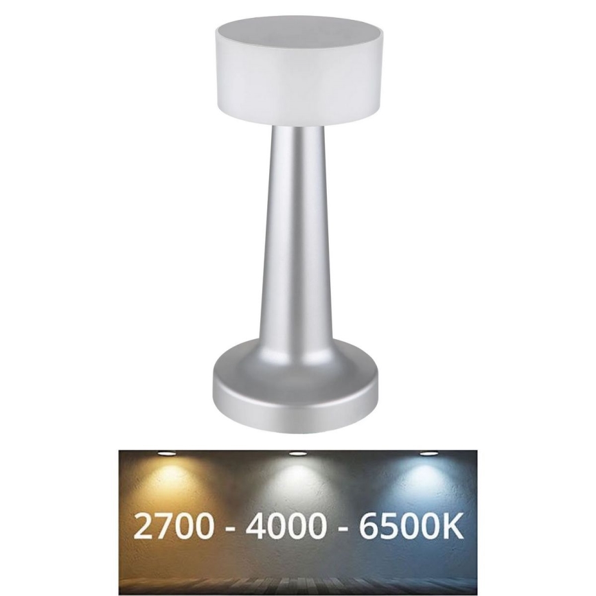 Globo - Dimbaar LED touch tafellampje LED/1W/3,7V 2700K/4000K/6500K 800 mAh USB mat chroom