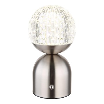 Globo - Dimbaar LED touch tafellampje LED/2,5W/3,7V 2700/4000/6500K 1800 mAh USB mat chroom