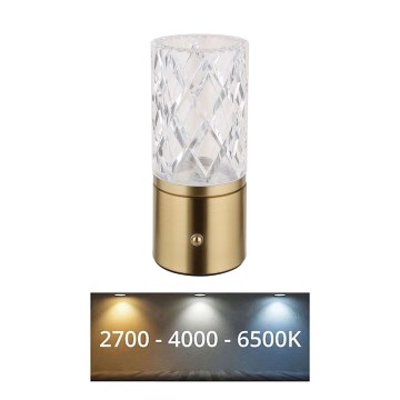 Globo - Dimbaar LED touch tafellampje LED/2,5W/3,7V 2700K/4000K/6500K 1800 mAh USB goud