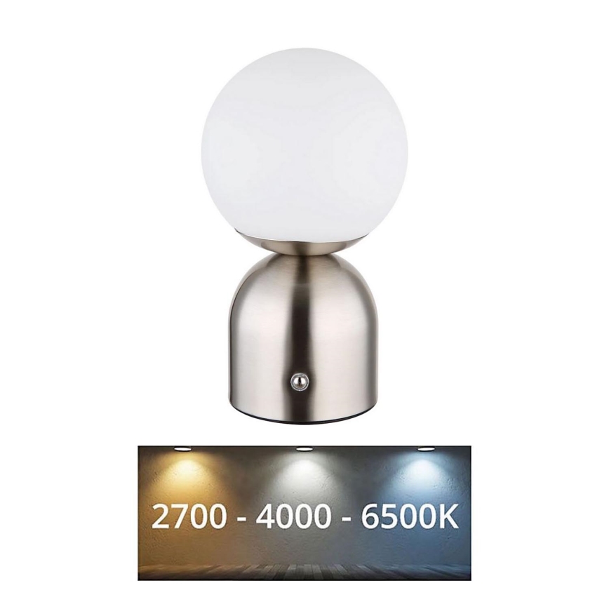 Globo - Dimbaar LED touch tafellampje LED/2,5W/3,7V 2700K/4000K/6500K 1800 mAh USB mat chroom