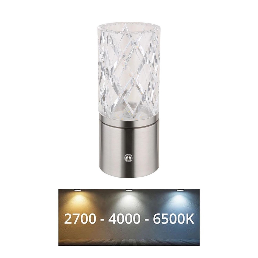 Globo - Dimbaar LED touch tafellampje LED/2,5W/3,7V 2700K/4000K/6500K 1800 mAh USB mat chroom