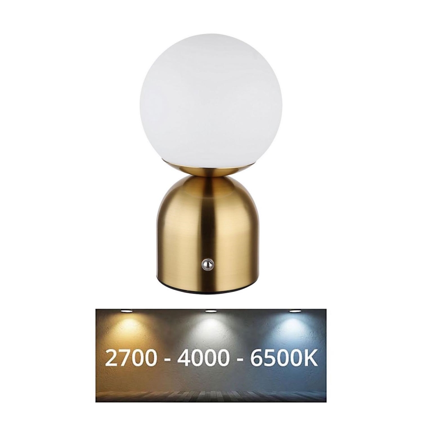 Globo - Dimbaar LED touch tafellampje LED/2,5W/3,7V 2700K/4000K/6500K 1800 mAh USB messing