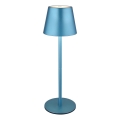 Globo - Dimbare oplaadbare buitentafellamp met aanraakbediening 3-in-1 LED/3W/5V 3000/4000/5000K IP54 1800 mAh blauw