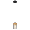 Globo - Hanglamp aan een koord 1xE27/40W/230V metaal/hout