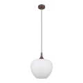 Globo - Hanglamp aan een koord 1xE27/60W/230V diameter 29 cm wit/bruin
