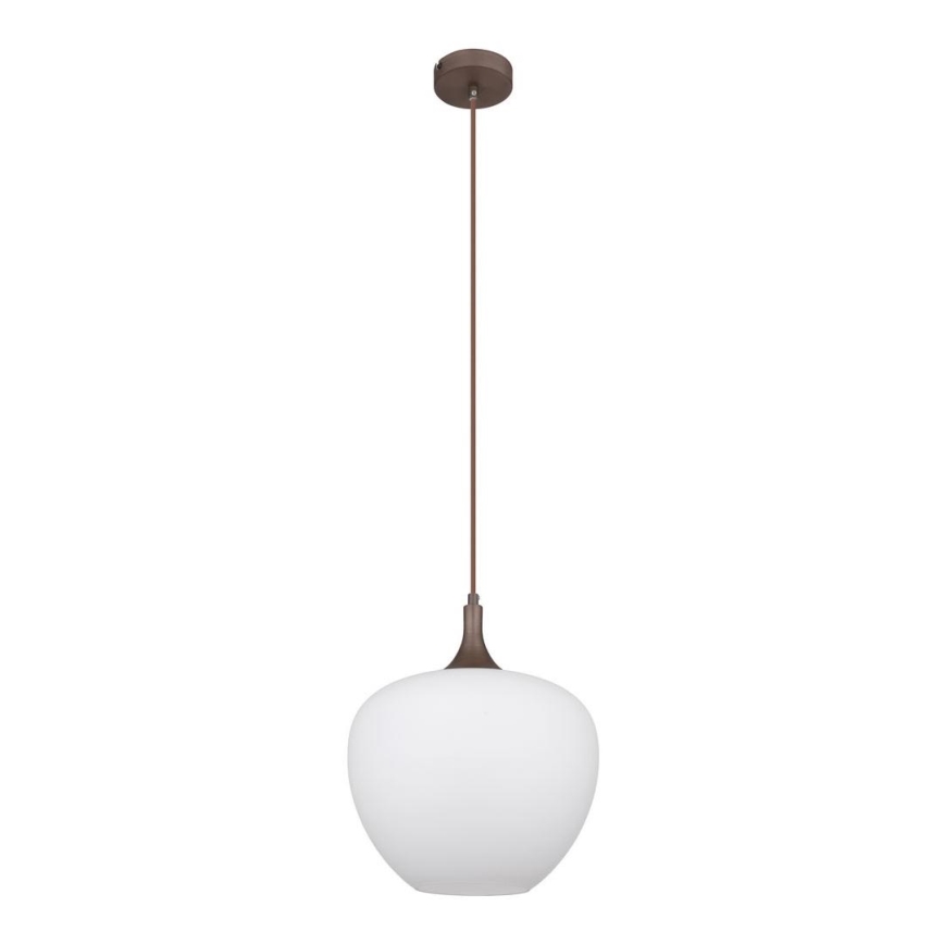 Globo - Hanglamp aan een koord 1xE27/60W/230V diameter 29 cm wit/bruin