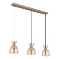 Globo - Hanglamp aan een koord 3xE14/40W/230V bruin/gerookt