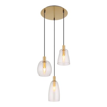 Globo - Hanglamp aan een koord 3xE14/40W/230V diameter 43 cm messing