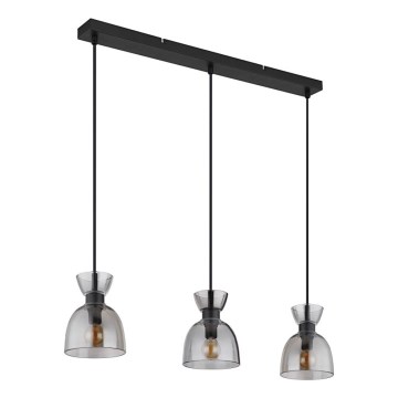 Globo - Hanglamp aan een koord 3xE14/40W/230V zwart/gerookt