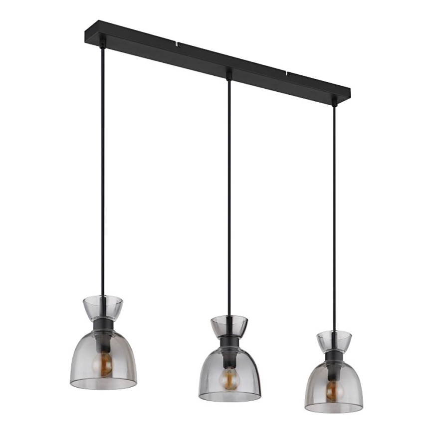 Globo - Hanglamp aan een koord 3xE14/40W/230V zwart/gerookt