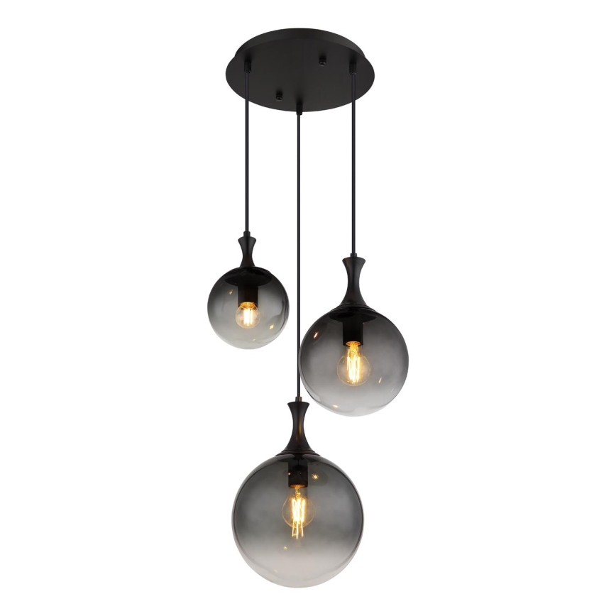 Globo - Hanglamp aan een koord 3xE27/10W/230V diameter 48 cm zwart