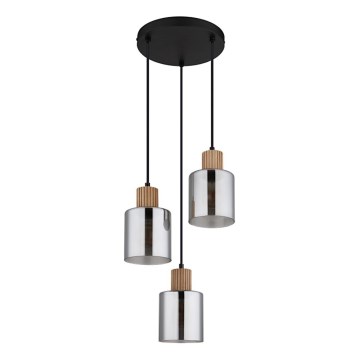 Globo - Hanglamp aan een koord 3xE27/25W/230V zwart diameter 30 cm