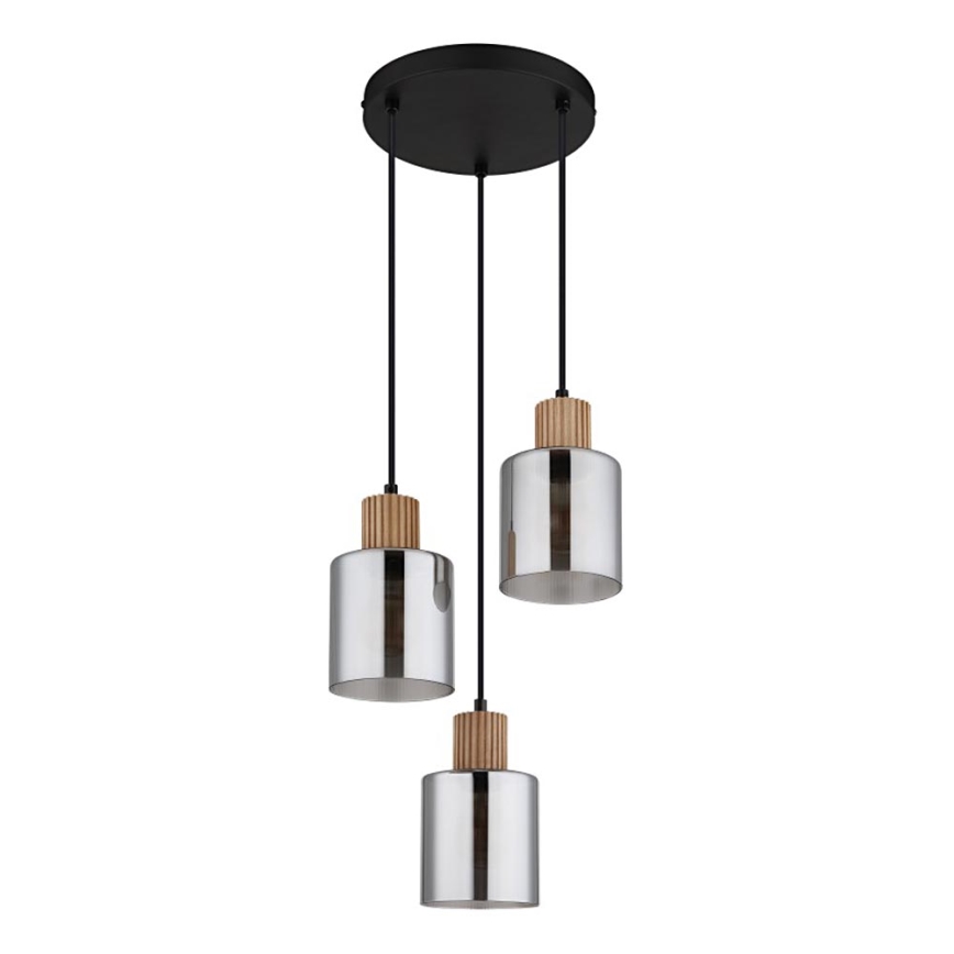 Globo - Hanglamp aan een koord 3xE27/25W/230V zwart diameter 30 cm
