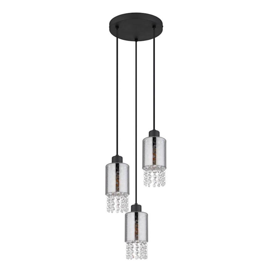 Globo - Hanglamp aan een koord 3xE27/40W/230V diameter 25 cm zwart