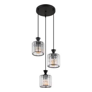 Globo - Hanglamp aan een koord 3xE27/60W/230V diameter 32 cm zwart