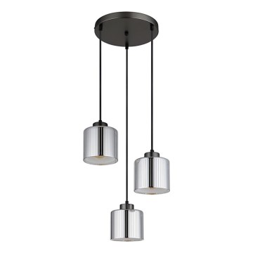 Globo - Hanglamp aan een koord 3xE27/60W/230V glanzend chroom diameter 33 cm