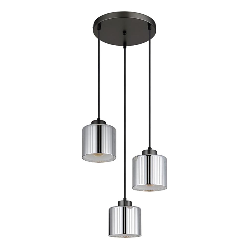 Globo - Hanglamp aan een koord 3xE27/60W/230V glanzend chroom diameter 33 cm
