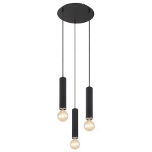 Globo - Hanglamp aan een koord 3xE27/60W/230V zwart hout