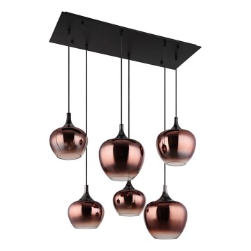 Globo - Hanglamp aan een koord 6xE27/40W/230V bruin/gerookt