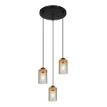 Globo - Hanglamp aan kabel 3xE27/40W/230V metaal/hout