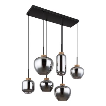 Globo - Hanglamp aan snoer 6xE27/40W/230V zwart