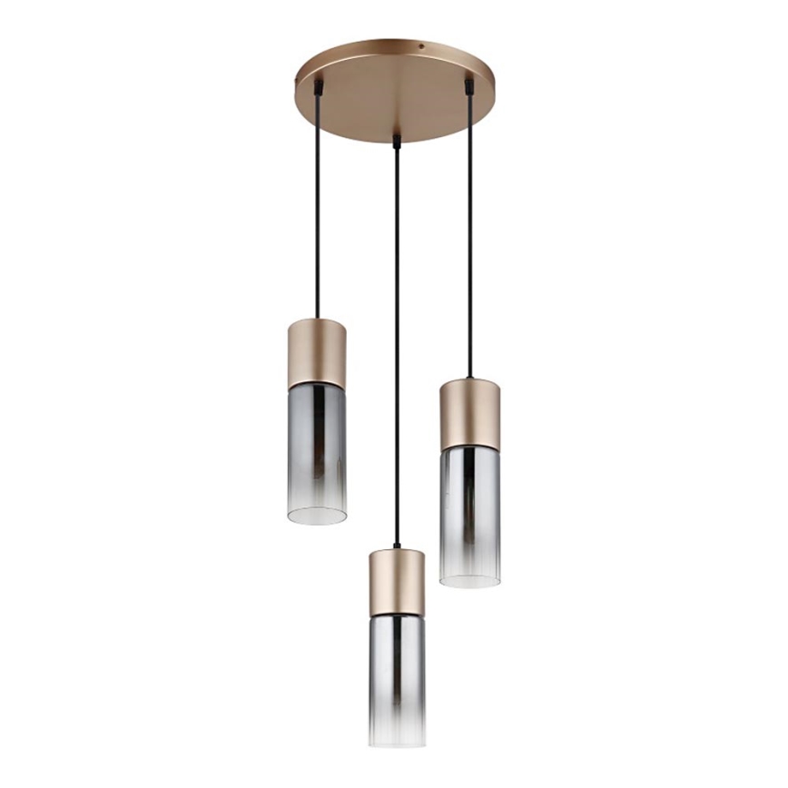 Globo - Hanglamp met kabel 3xE27/25W/230V bronskleurig Ø 30 cm