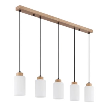 Globo - Hanglamp met kabel 5xE27/60W/230V eik/wit