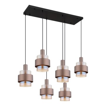 Globo - Kroonluchter met kabel 6xE27/60W/230V bruin