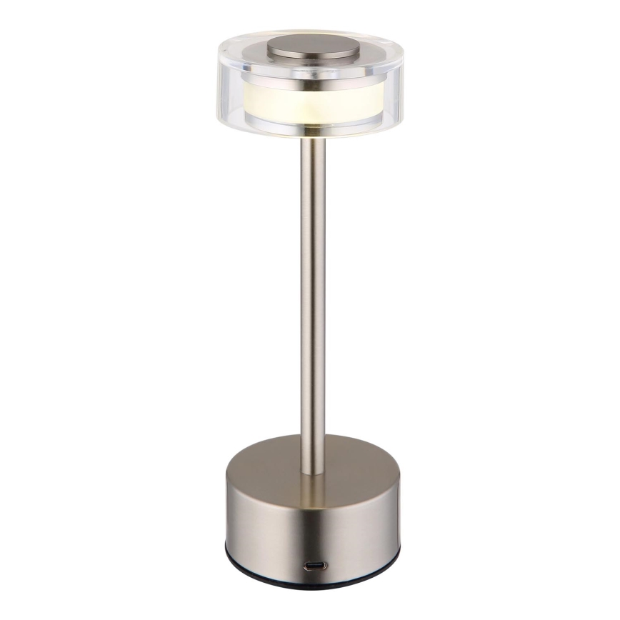 Globo - LED Dimbare oplaadbare touch tafellamp LED/2,5W/3,7V 2700/4000/6500K 1800mAh mat chroom