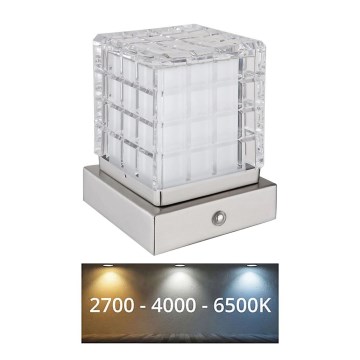 Globo - LED dimbare touch tafellamp LED/2,5W/3,7V 2700K/4000K/6500K 1800 mAh USB mat chroom