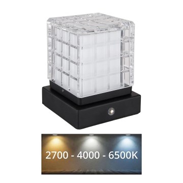 Globo - LED dimbare touch tafellamp LED/2,5W/3,7V 2700K/4000K/6500K 1800 mAh USB zwart